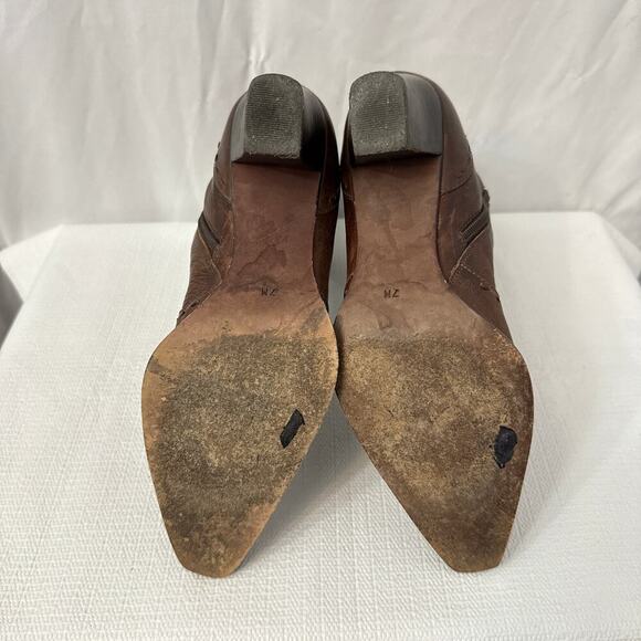 Eddie Bauer Boots Womens 7 M Ankle Wingtip Brown Leather Brazil Western Snip Toe - Picture 11 of 11